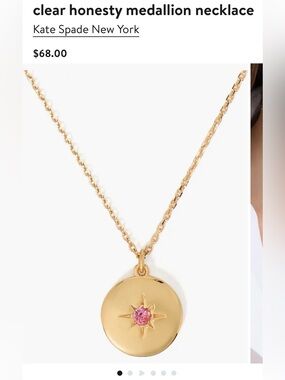 Kate Spade New York NEW clear honesty medallion necklace